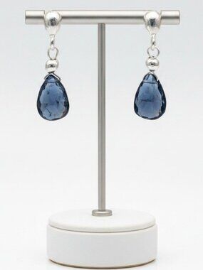 Natural London Blue Topaz Sterling Silver Earrings
